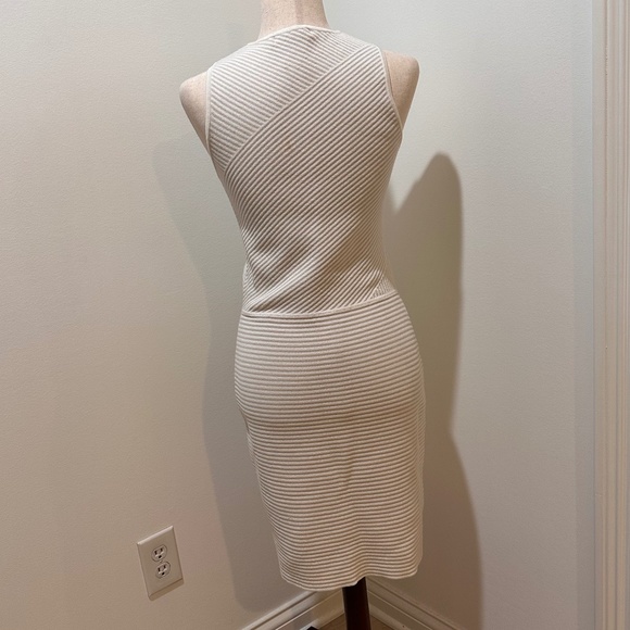 MNG Suiting Sleeveless Knit Dress in Taupe and Cream - Picture 3 of 3